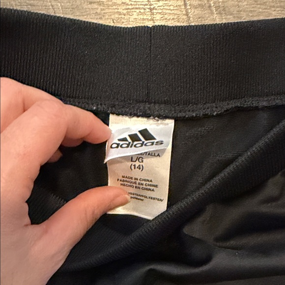 Adidas Kids Black Joggers with White Stripes - Picture 2 of 3